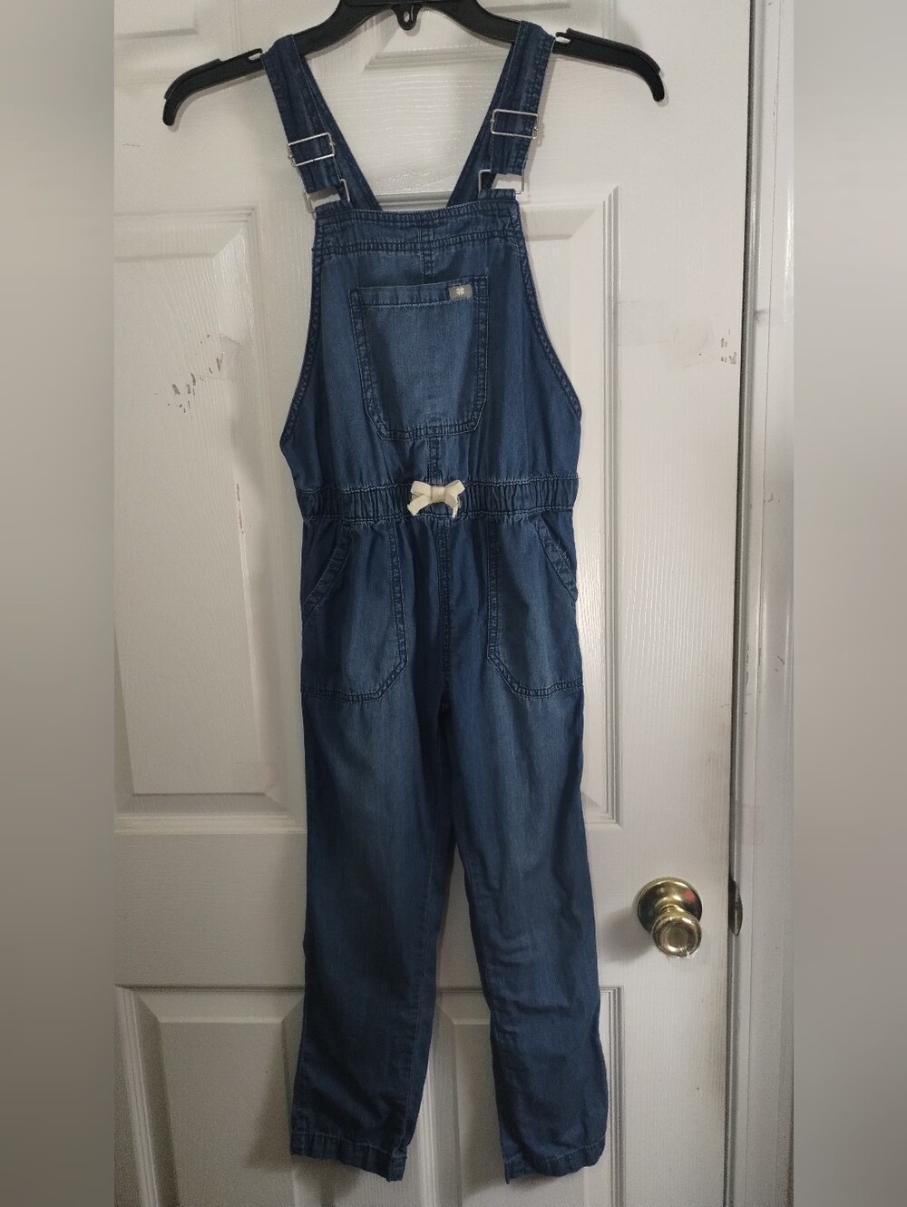 Girl's Lucky Brand Blue ChamyDenim Overalls with Elastic Waistband